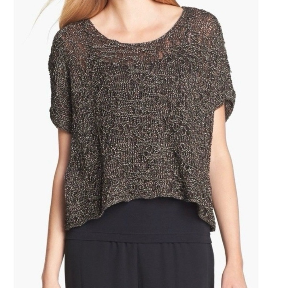 Eileen Fisher Cropped Bronze Knit Sweater